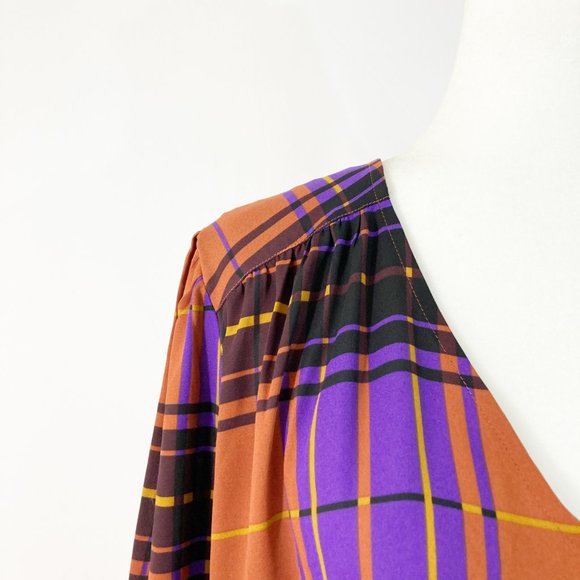 Ann Taylor Factory Plaid Blouse NWT Size XL - Picture 4 of 7